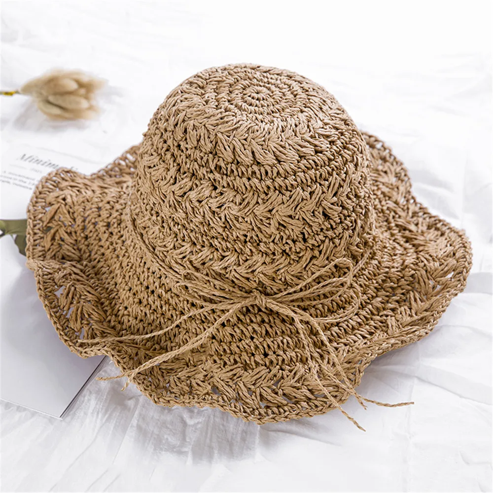 

2021 New Fashion Summer Autumn Women Hats Hat Brim Hand-made Straw Hat Ladies Outdoor Sun Protection Beach Simple Straw Hat