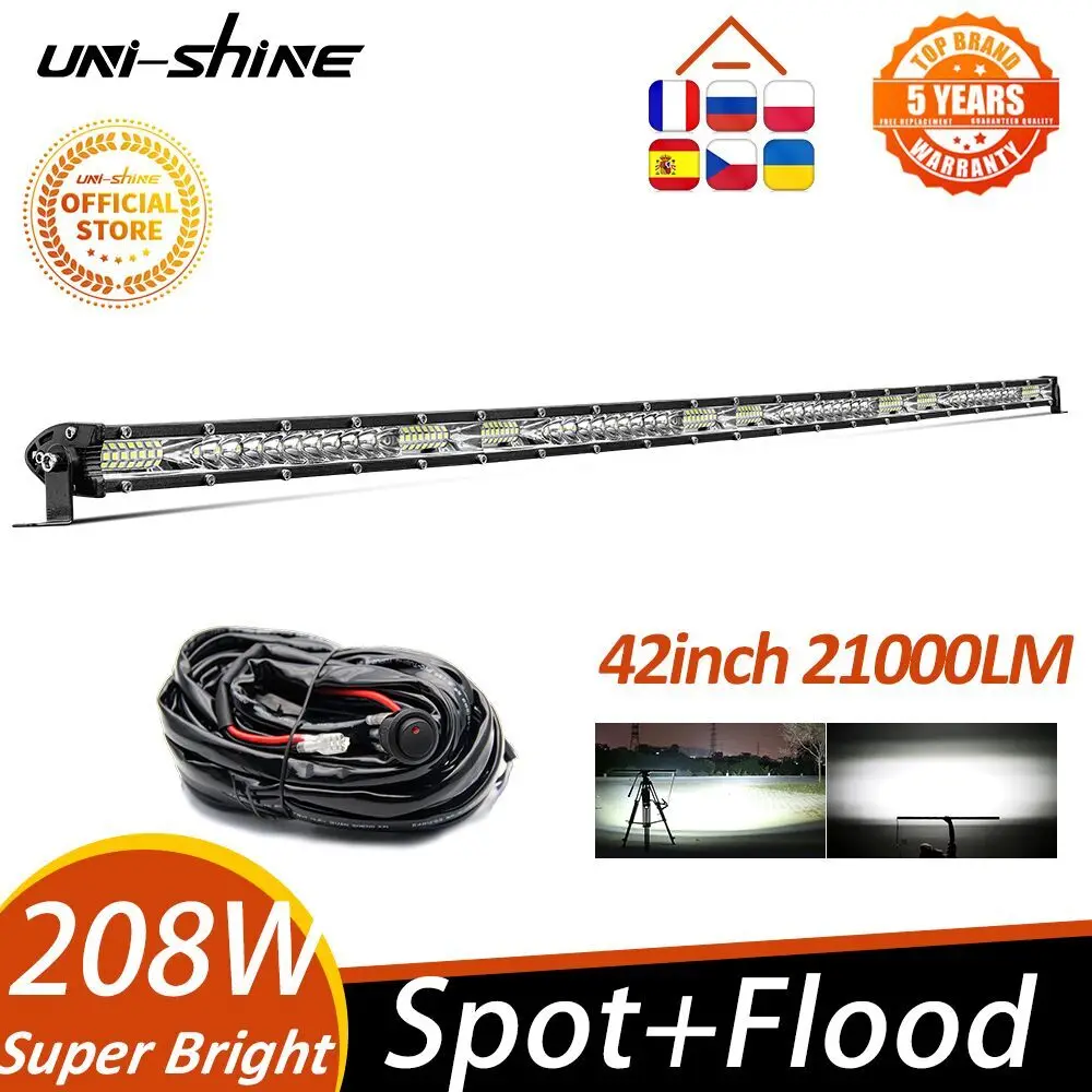Светодиодная балка UNI-SHINE ультратонкая 42 дюйма 208 Вт 4x4 для внедорожников