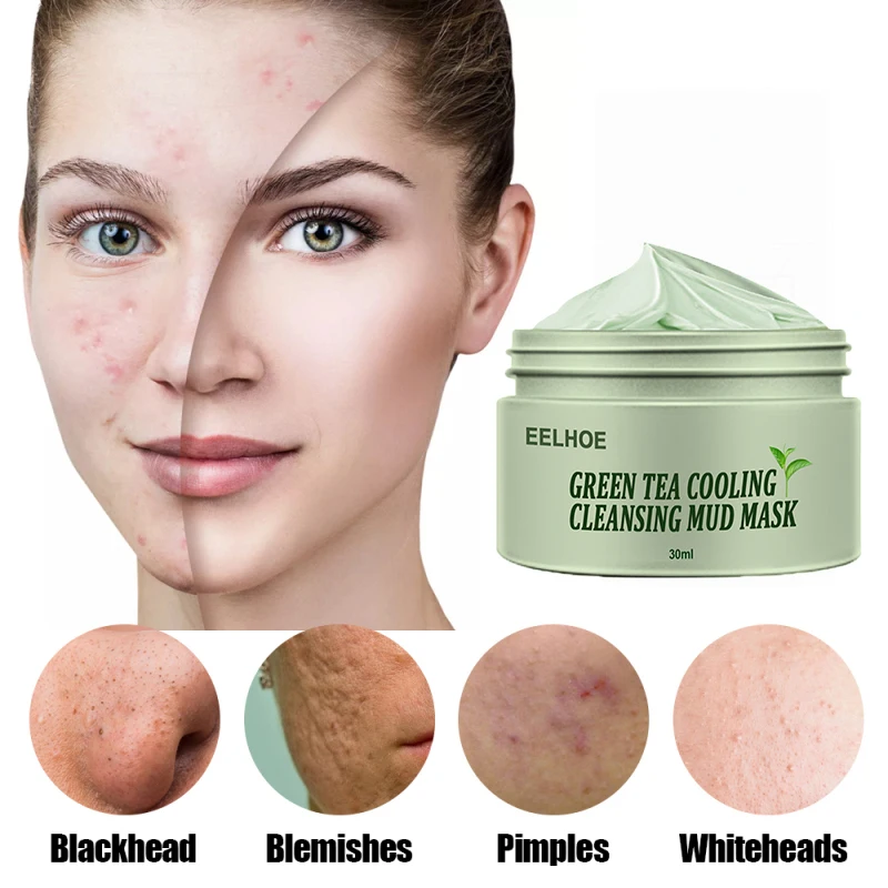 

Skin Care Mud Green Tea Oil Control Acne Clearing Peel Off Mask Cleansing Mask Moisturizing Remove Blackhead Fine Pores Mud Mask