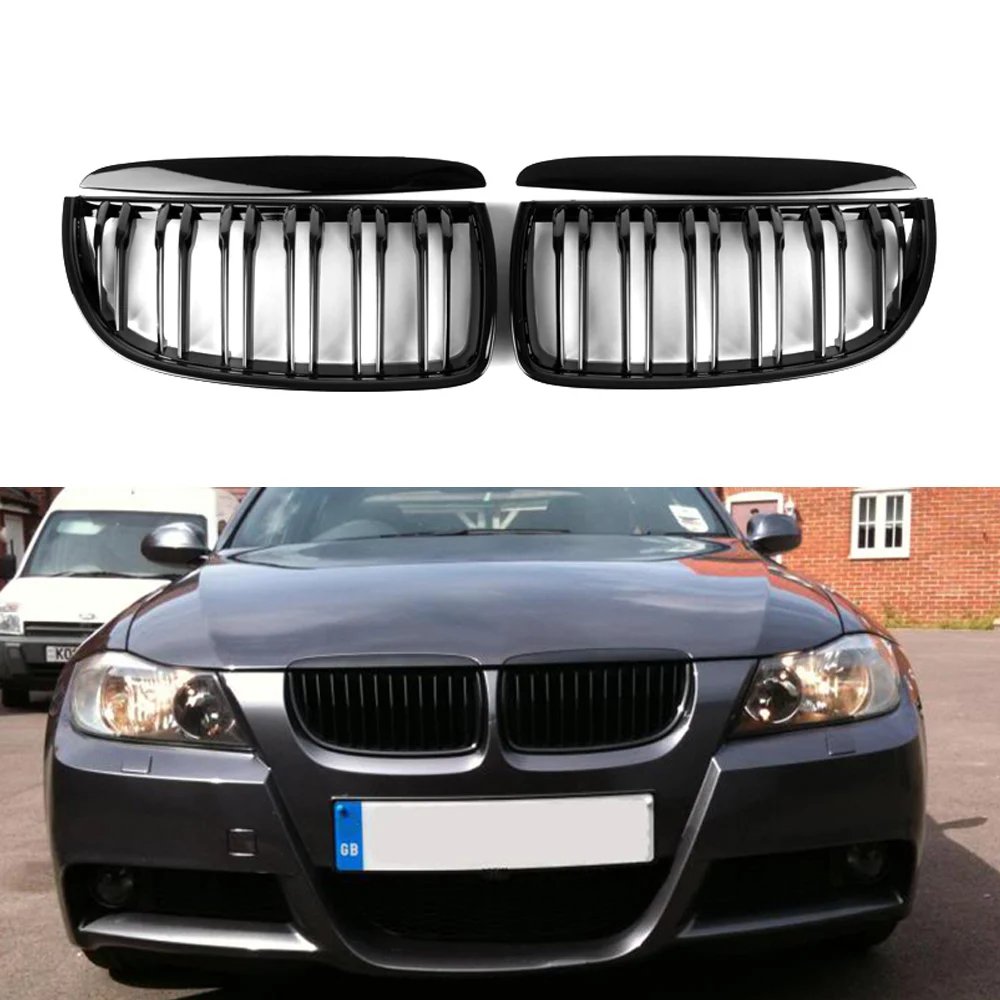 

Двойная линия решетки радиатора для BMW 3 серии E90 E91 pre-LCI 320i-335i седан глянцевый черный передний бампер 2005-20071