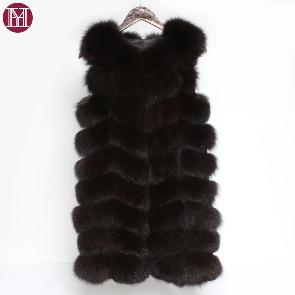 Russia Lady Long Style Real Fox Fur Vest 100%Natural Soft Genuine Winter Fashion Good Quality | Женская одежда