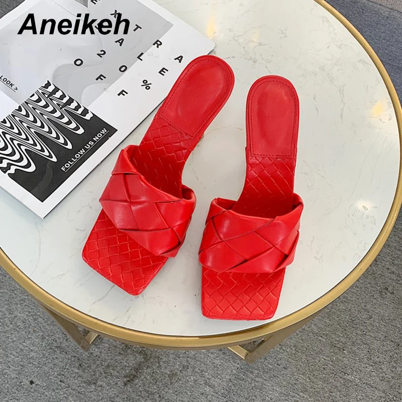 Новинка 2021 летние модные женские шлепанцы Aneikeh с квадратным носком сандалии на