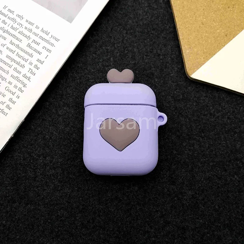 Purple love Мультяшный для airpod беспроводной Чехол для наушников для Apple AirPods 2 Силиконовый чехол для зарядки наушников Защитный чехол для AirPods - Цвет: Purple love