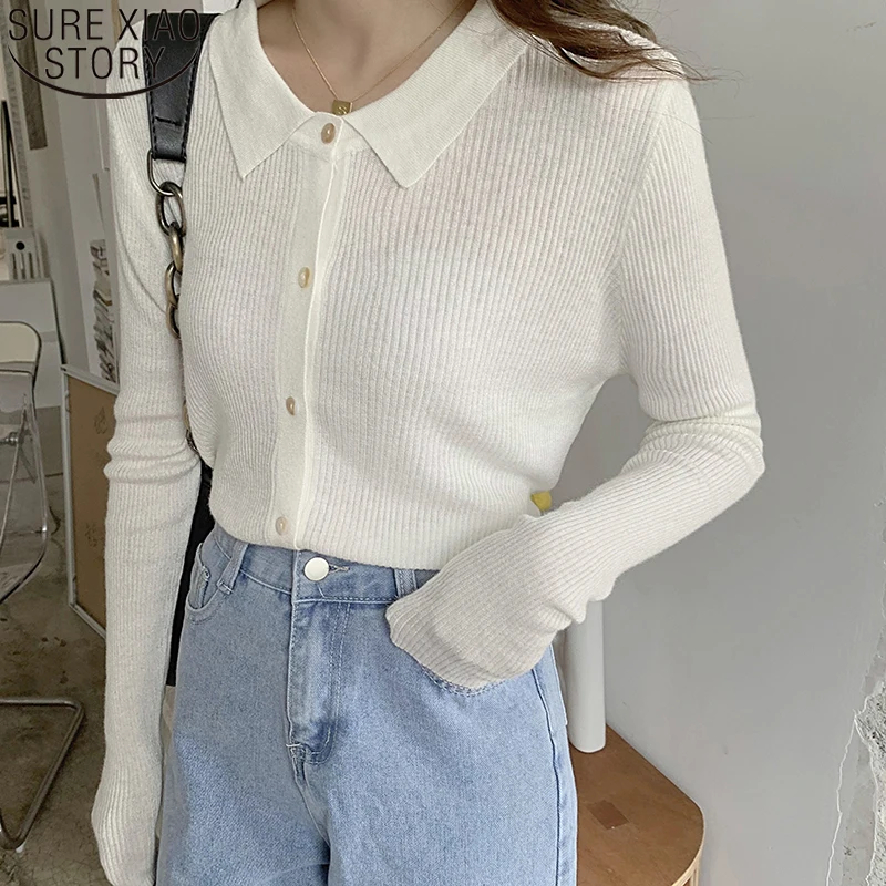 

Autumn 2022 Polo Collar Loose Long Sleeve Sweater Winter Thin Wool Knitted Cardigans All-match Elegant Top Fashion Clothes 17152