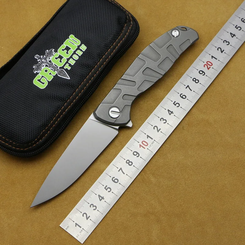 Складной нож GREEN THORN T образный F95 Flipper лезвие D2 титановая рукоятка подшипник
