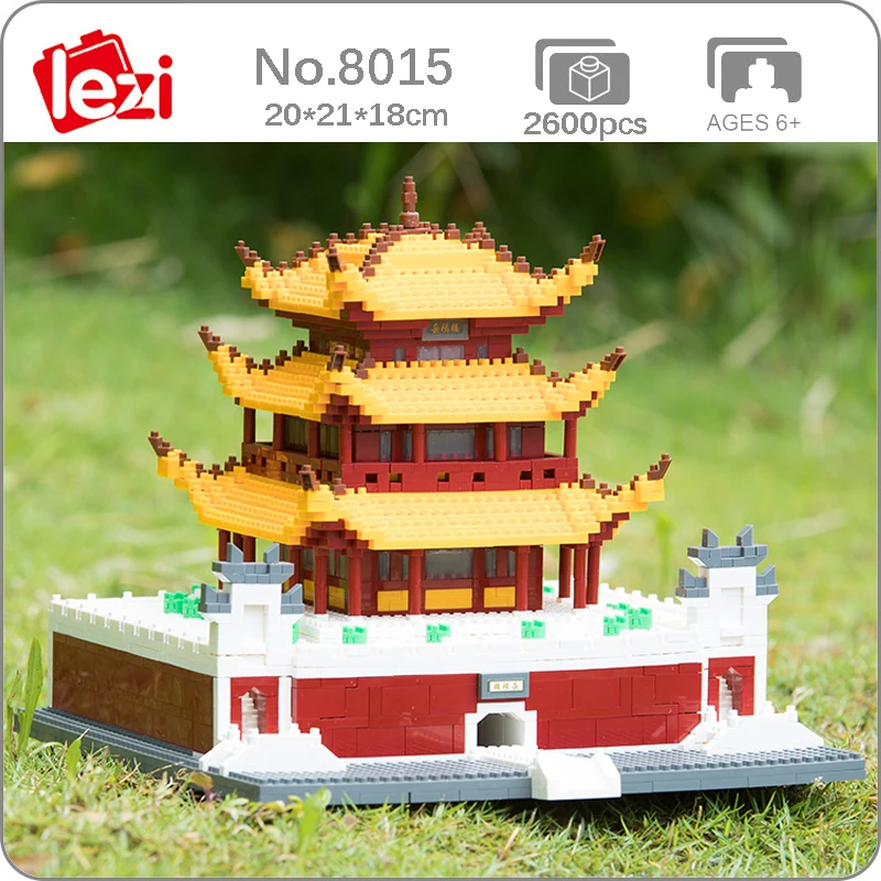 

Lezi 8015 World Architecture China Yueyang Tower 3D Model DIY Mini Diamond Blocks Bricks Building Toy for Children no Box