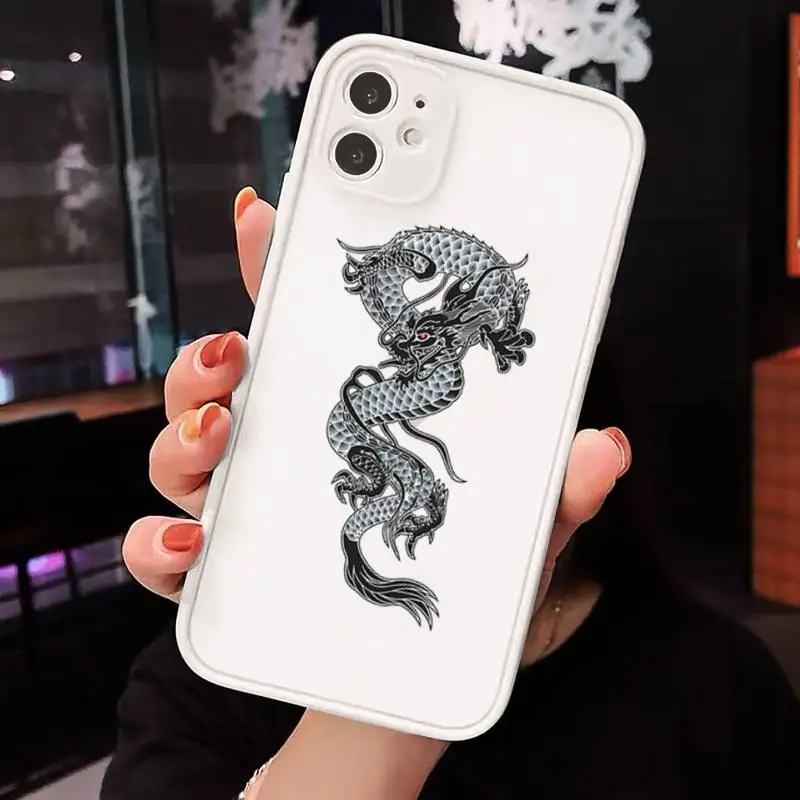 

luxury dragon Cool Phone Case Clear matte transparent For white iPhone 7 8 x xs xr 11 12 pro plus max mini Funda