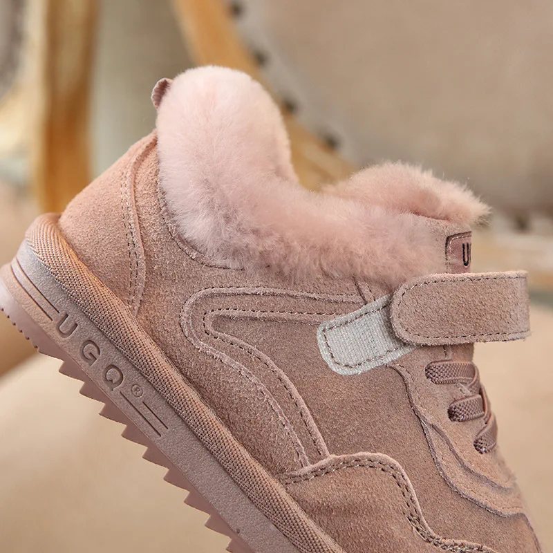 Детские замшевые ботинки розовые ботильоны из натуральной кожи с мехом для