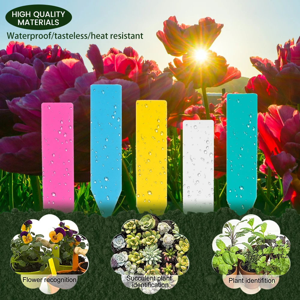 

100Pcs Garden Plant Labels Plastic Plant Sign Colored Garden Marker Gardening Name Tags Herbs Flower Pot Labels Waterproof