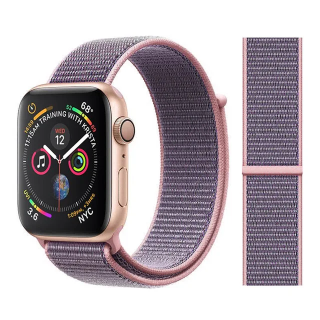 Für Apple часы Uhr группа серии 3/2/1 38 мм 42 мм нейлон Weiche Atmungsaktive нейлон für наручных часов iWatch, ersatz Спорт Шлайфе series4 40 мм 44 м - Цвет ремешка: Color5 Pink sand
