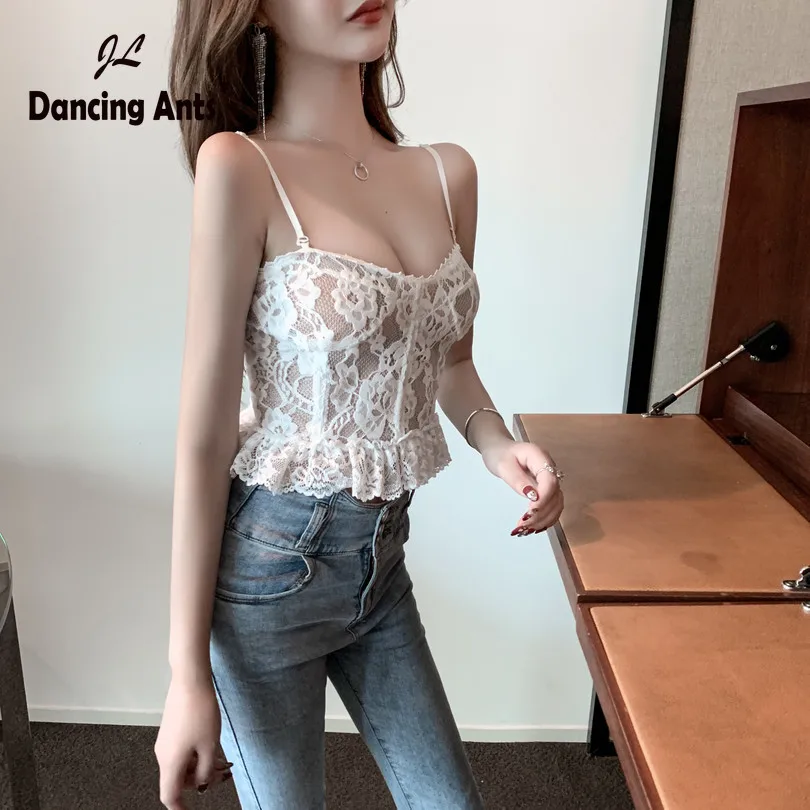 Женский жилет Camis сексуальный клубный Тонкий Топ с вырезами и оборками короткий