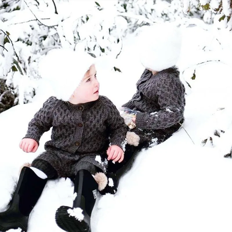 Свитер для маленьких девочек и мальчиков комплекты одежды 2020 весенний вязаный