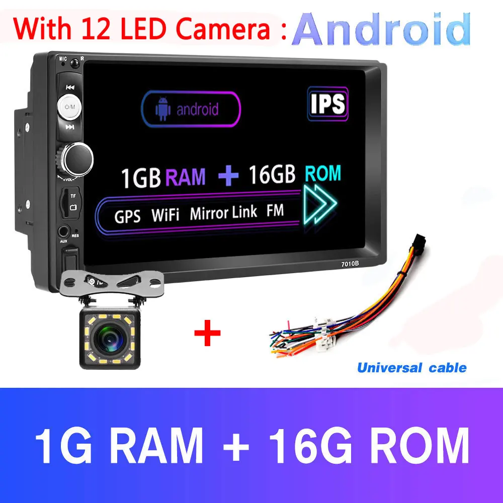 Новейший Podofo Android 8,1 2 Din Автомобильный Радио мультимедийный плеер 2GB+ rom 32GB 7''GPS карта без Dvd 2din Авторадио для Volkswagen - Цвет: 1Gand16G andCamera