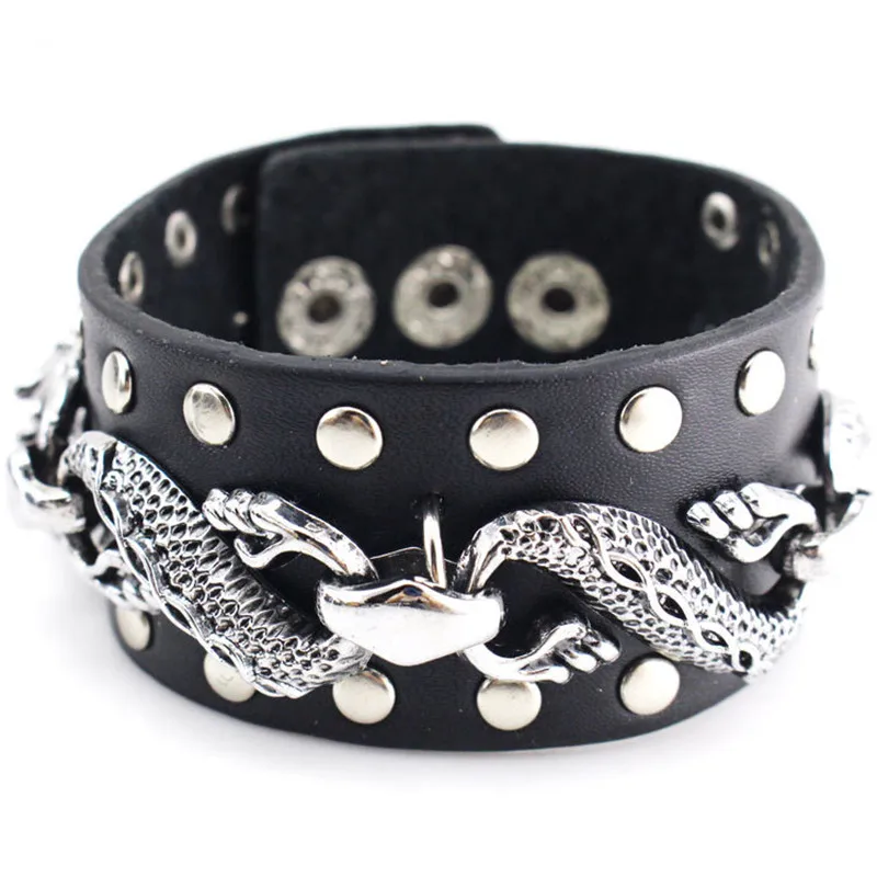 

Black Dragon Leather Bracelet Fashion Punk Bracelet Men's Casual Vintage Bracelet Jewelry 2020