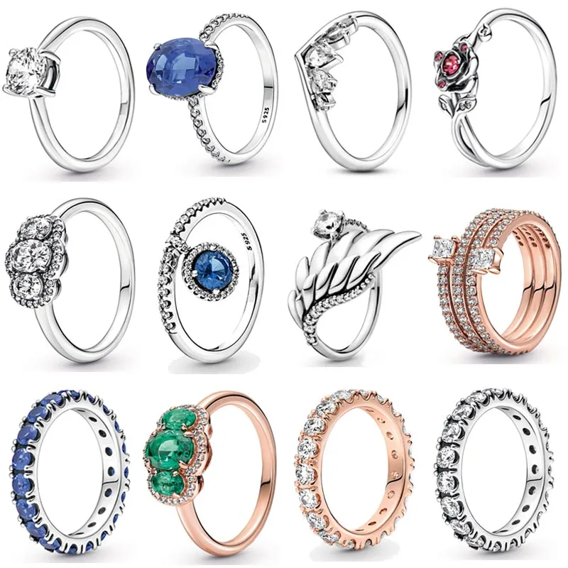 

Новинка, серебряное популярное кольцо, кольцо с тремя камнями в виде розы, три спирали, кольцо с ореолом для женщин, ювелирные изделия в пода...