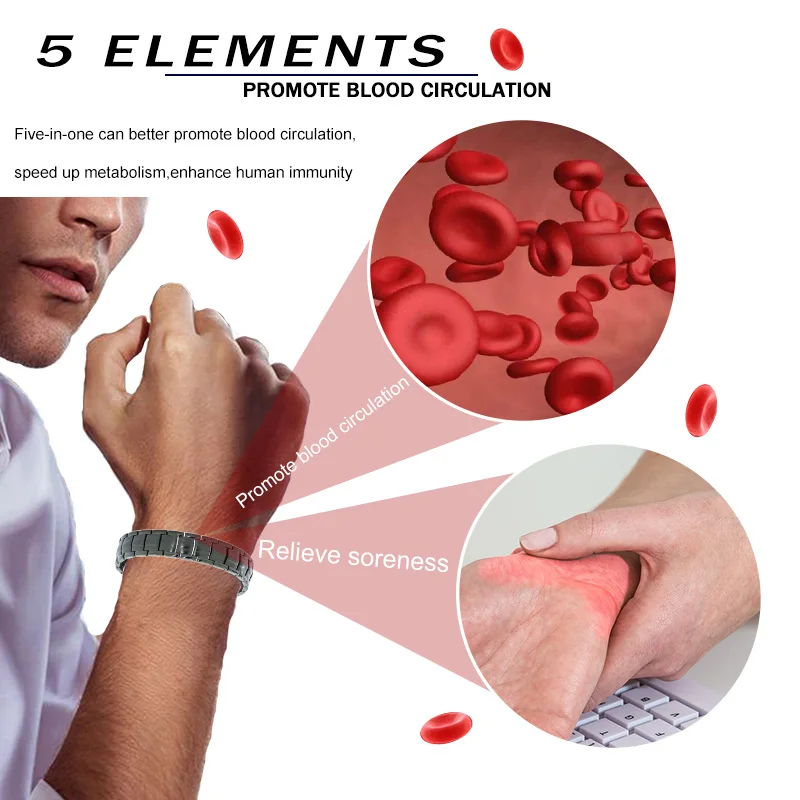 Магнитный браслет из нержавеющей стали 316 который облегчает давление и повышает