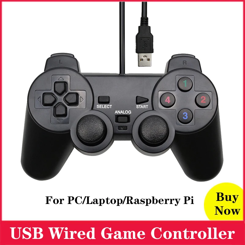 USB игровой контроллер джойстик проводной геймпад для ПК ноутбука Windows Raspberry Pi 4B 3B 3