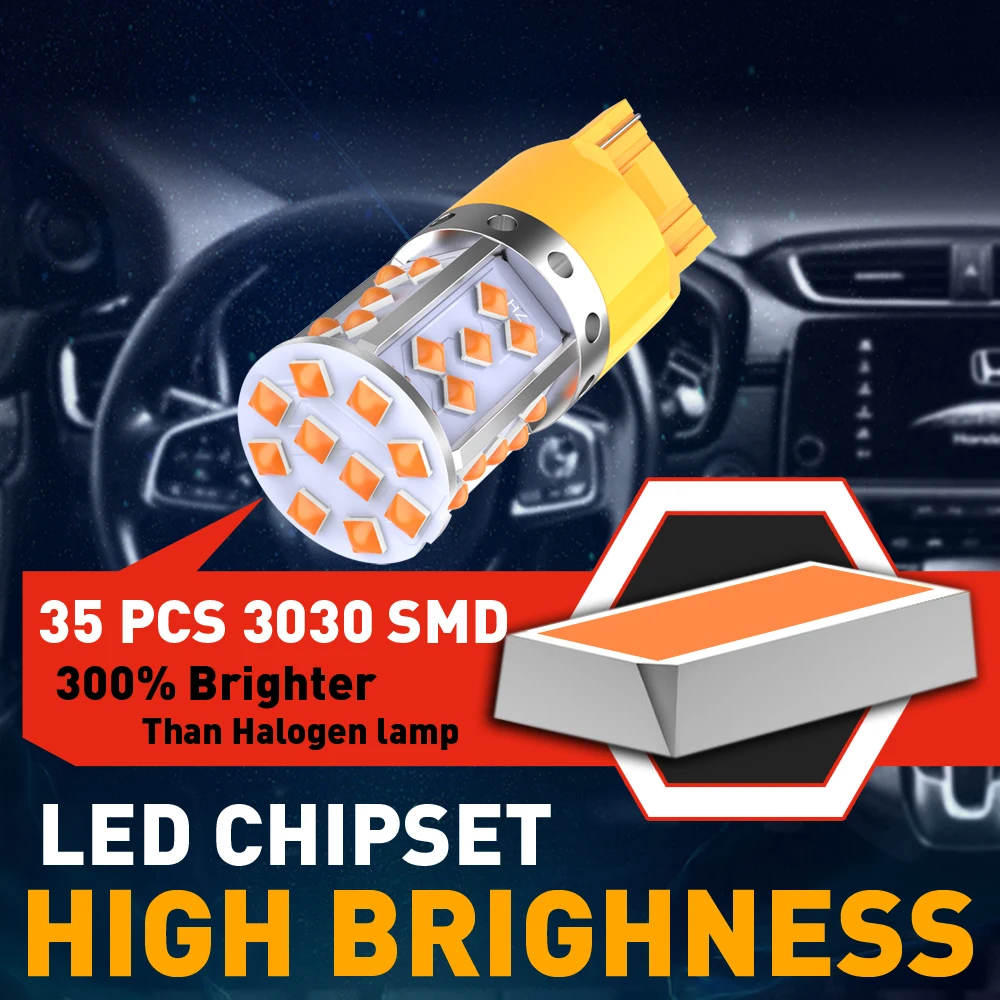 Сверхъяркая светодиодсветодиодный лампа T20 7440 W21W WY21W 3030 лм 35 SMD желтый Фонарь