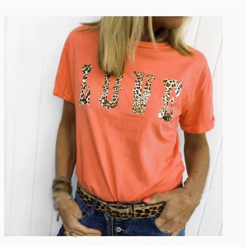 

100% Cotton Plus Size S-3XL Women T-shirts Graphic Tees Female Shirts Summer Tops Printed Leopard Funny T Shirt Tee Top