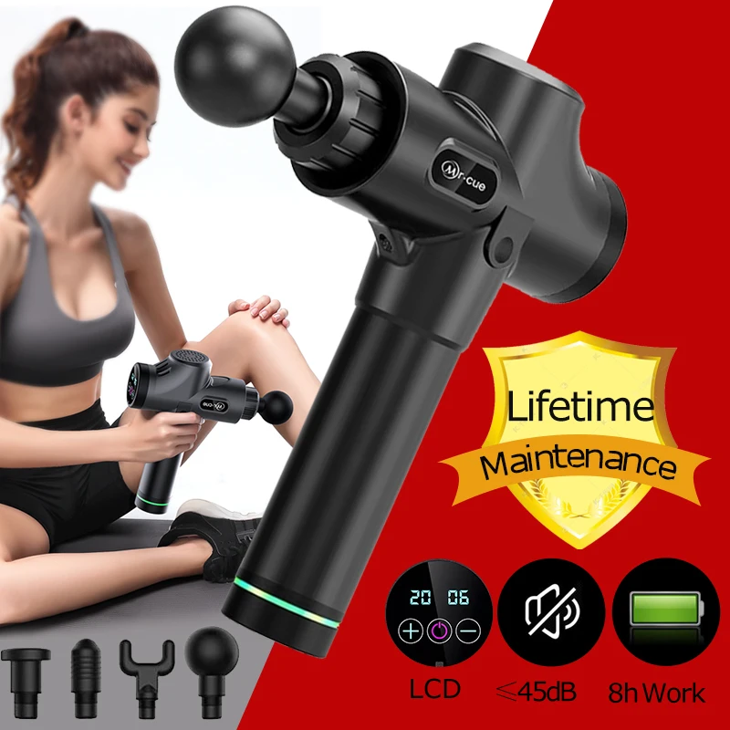 Массажный пистолет массаж мышц lcd 8 часов работы AI умный бесшумный Массажер