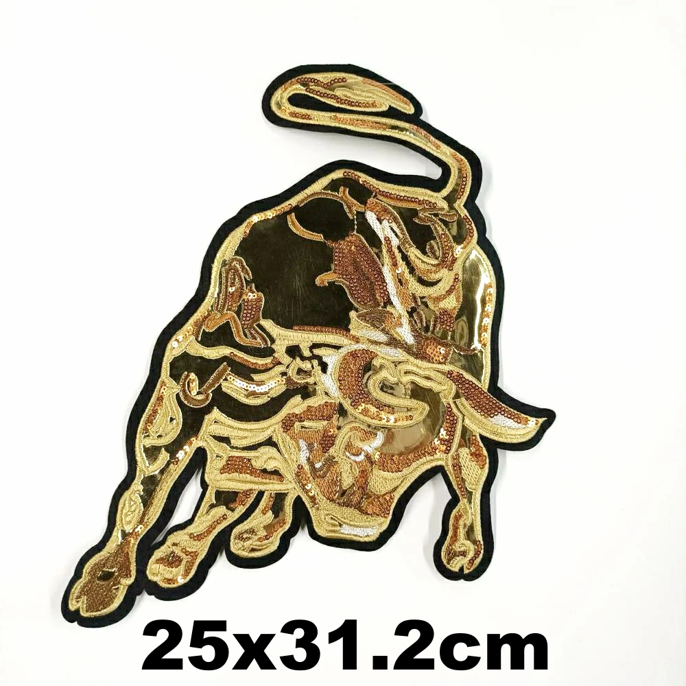 

large embroidery big bullfight letter patch animal cow cartoon patches for bag badges appliques clothing CA-3105