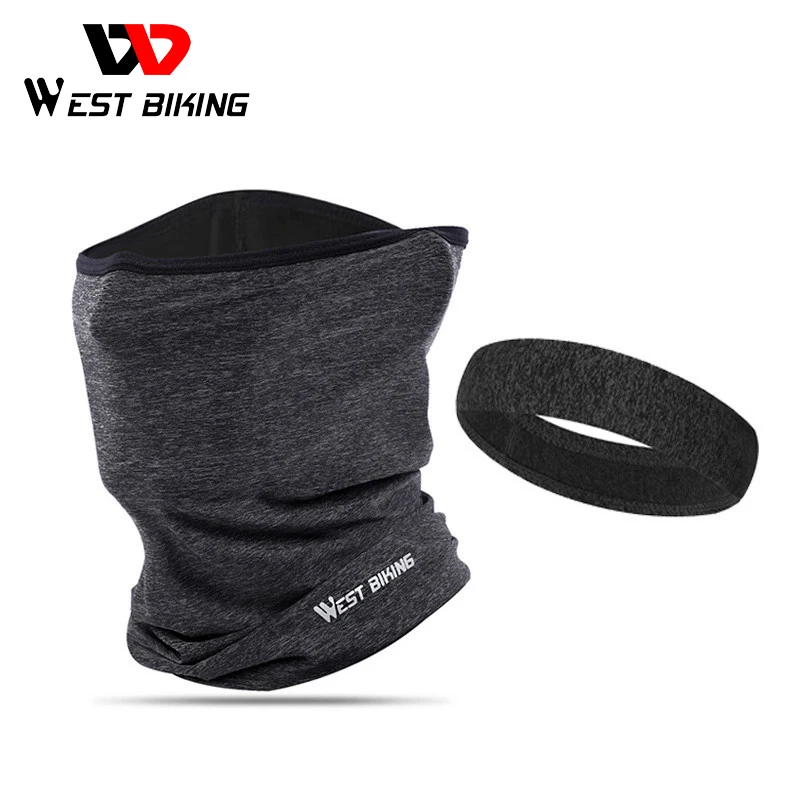 

WEST BIKING Cycling Face Mask Headband Men Sports Sweat Band Windproof Neck Warmer Bandana Fleece Winter Bike Bicycle Masks