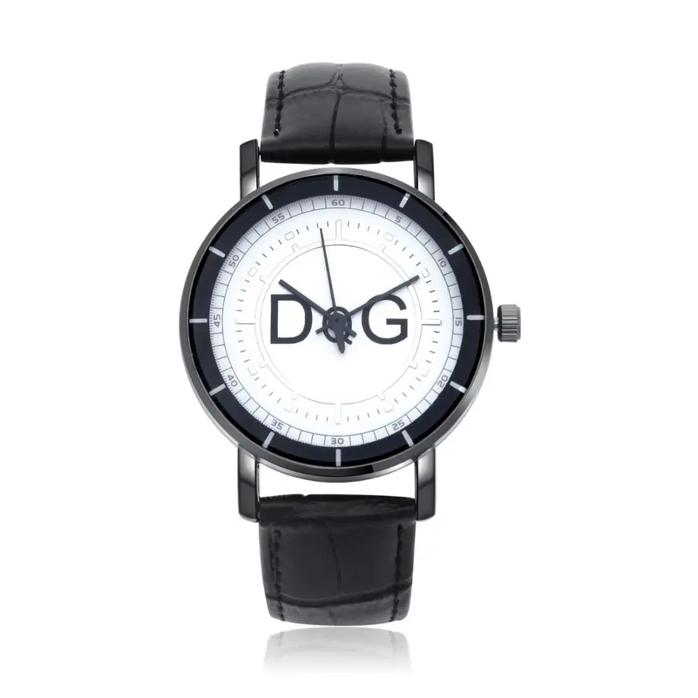 DQG модные брендовые мужские часы хит продаж кожаный ремешок повседневные