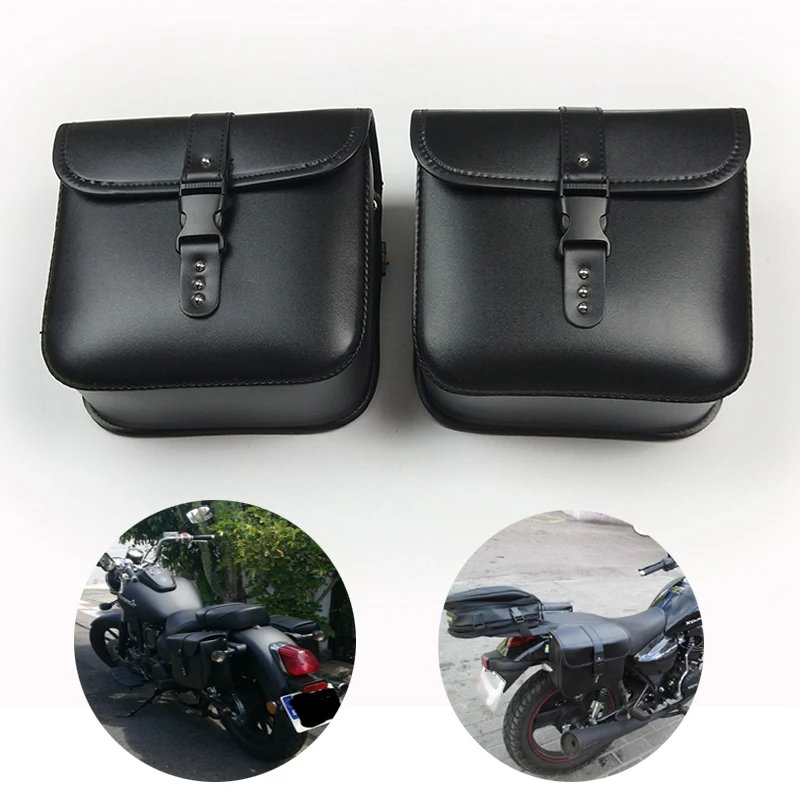 

Universal Motorcycle Saddlebags,Repair Tool Bag Storage Bag for Honda Shadow Suzuki Pu Side Tool Bag Luggage Black