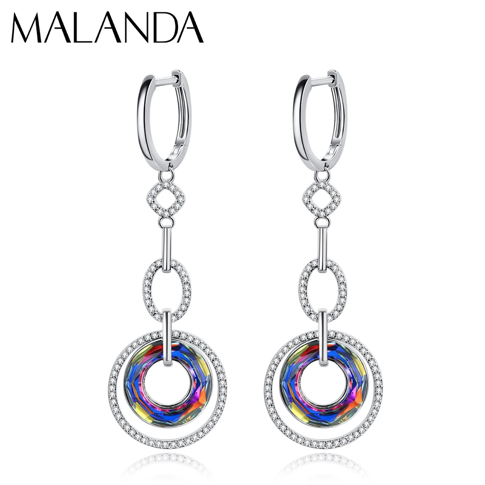 

Malanda 100% Crystals From SWAROVSKI Gorgeous Doughnut Drop Earrings For Women New Fashion Dangle Earrings Jewelry MOM Gift