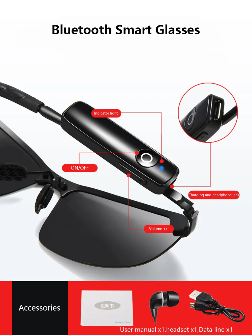 저렴한 블루투스 편광 선글라스, 스마트 스테레오 안경, 레트로, 음악 듣기, 휴대 전화 연결