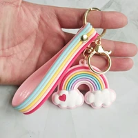 wangaiyao italian new rainbow keychain pendant car bag keyring colorful ornaments girls gifts