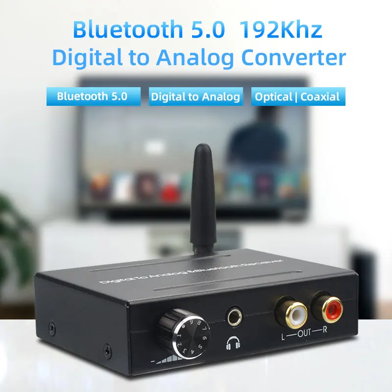 VAORLO 192khz Bluetooth 5.0 DAC Digital to Analog Audio Converter Receiver Adapter Optical Coaxial Input RCA 3.5mm Output | Электроника