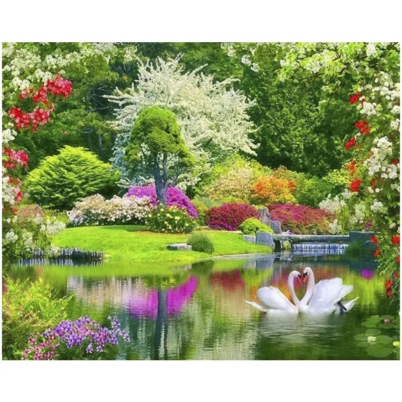 

5D Diy Daimond Painting landscape 3D Diamond Painting Full Round Rhinestones pictures beadwork Diamant Embroidery garden scenery