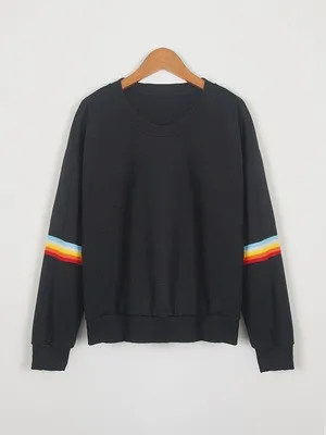 Радуга для женщин с длинным рукавом в полоску короткими рукавами и капюшоном