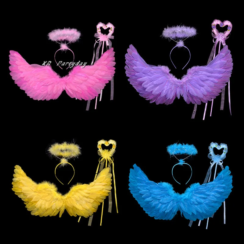 Женская обувь для мальчиков и девочек Крылья ангела перо гало кольца палочки