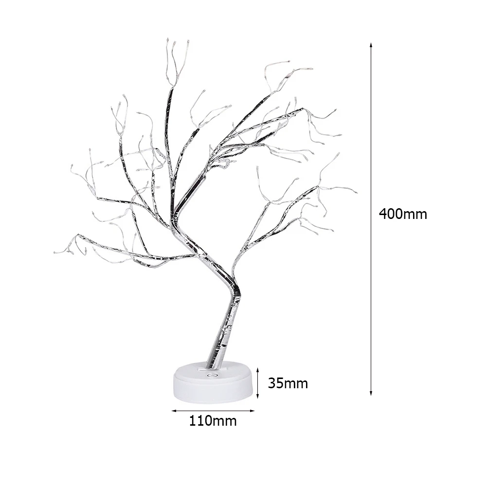 

Romantic Fire Tree Shape LED Table Lamp USB/Battery Powered Copper Wire Bedroom Indoor Decorative Desk Fairy Night Light