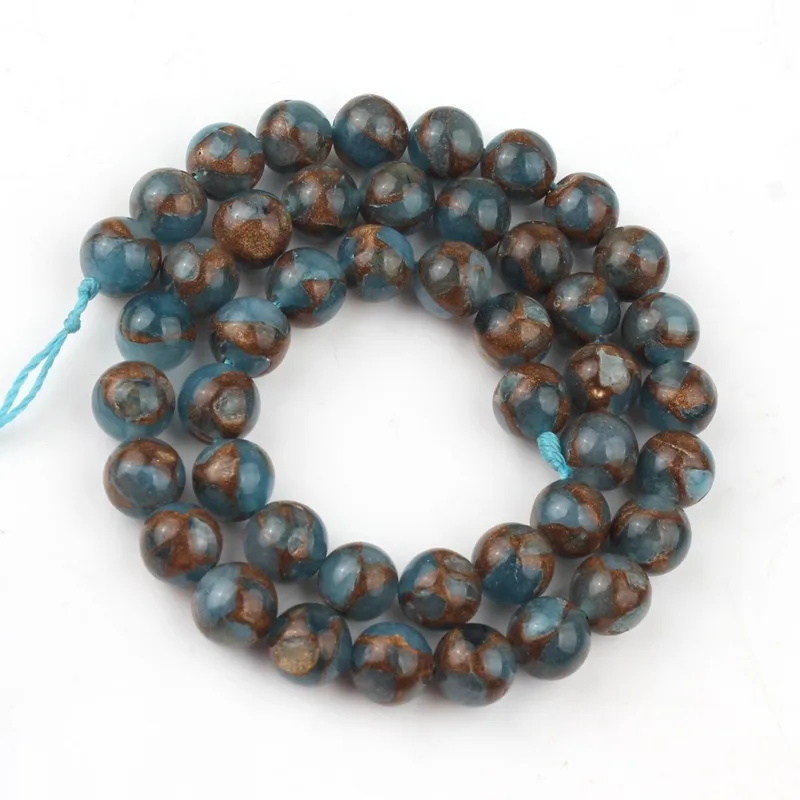 

Natural Stone Beads Lake Blue Cloisonne Round Spacer Beads for Jewelry Making DIY Bracelet Ear Studs Accessories 15'' 6 8 10mm