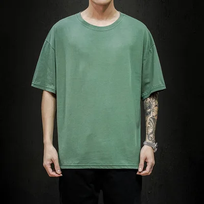 

new men's T-shirt 2021 fashion solid color T-shirt men's hip-hop short-sleeved cotton casual 2021