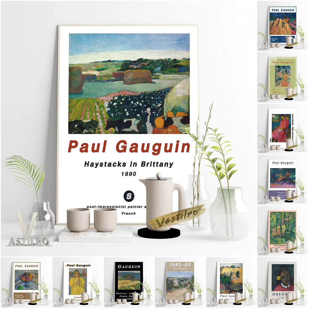 

Paul Gauguin Genre Art Exhibition Museum Retro Poster By The Sea Synthetism Canvas Painting Impressionism Landscape Wall Decor