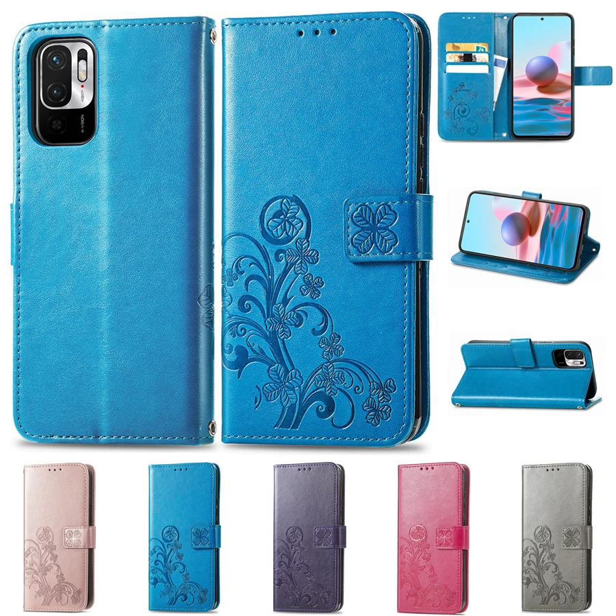 

Wallet Leather Case For Xiaomi Redmi 10 9 9A 9C 9T Note 11/11 Pro/10/10S/10T/10 Pro Max Mi Poco X3 Nfc Civi 11T Four Leaf Clover