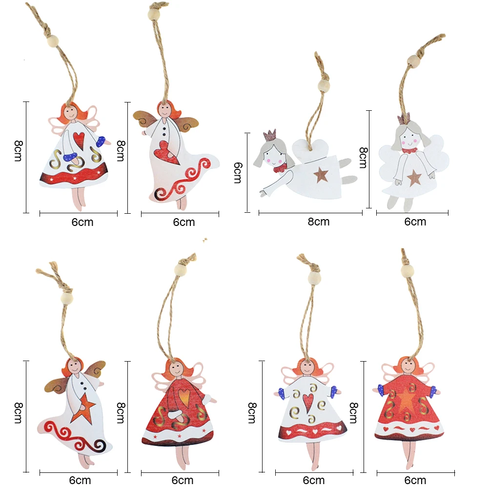 2 шт. деревянный пеньковый веревочный ангел подвеска на рождественскую елку