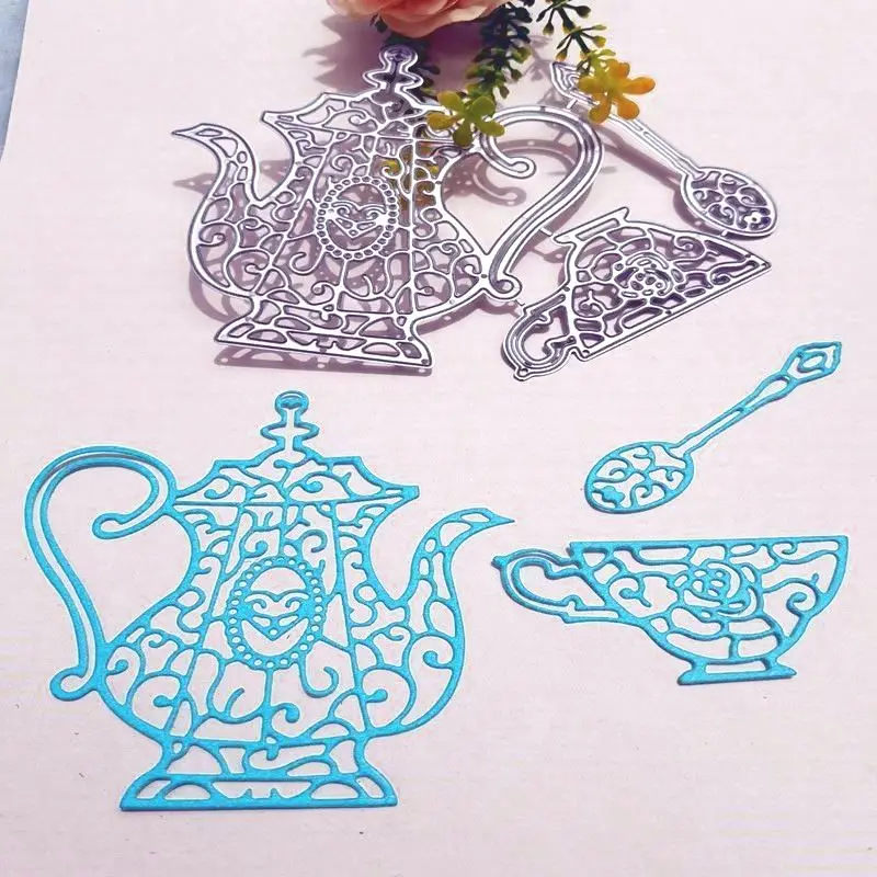 Teapot and cup decoration Metal Cutting Dies for DIY Scrapbooking Album Paper Cards Decorative Crafts Embossing Die Cuts