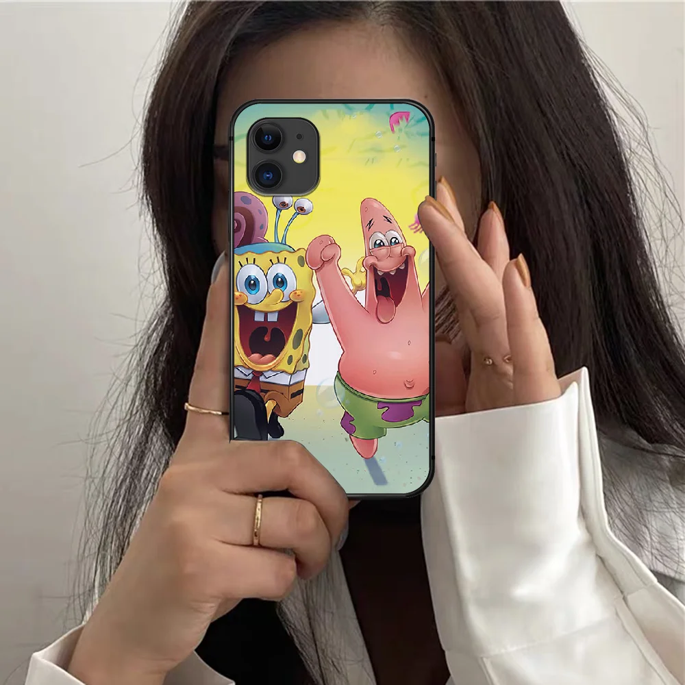 

Sponge Funny Cartoon Bobs Phone Case For Iphone 12 Mini 11 PRO X XR XS MAX 6 6s 7 8 Plus 4 5 5s SE 2020 black Cover Silicone