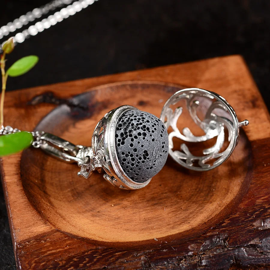 Natural volcanic stone health can spray perfume long necklace alloy pendant female gift suitable for matching | Украшения и