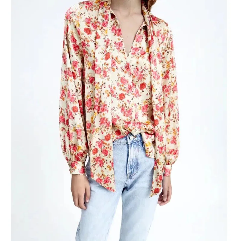 

Женская Офисная рубашка с цветочным принтом Za, Повседневная блузка, женская рубашка, женская блузка с длинным рукавом, модные женские блузк...