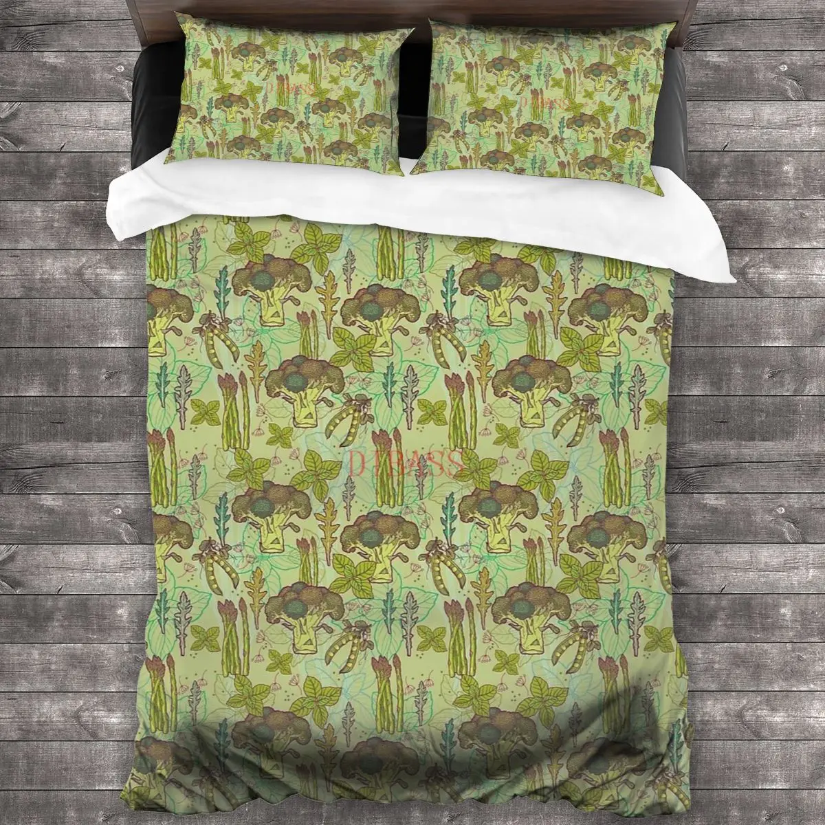 

Green Vegetables Pattern. 100%Pure Cotton Comforter Set with 2 Pillowcase,Soft Microfiber Duvet Cover Set, Bedding Sets Bed Set