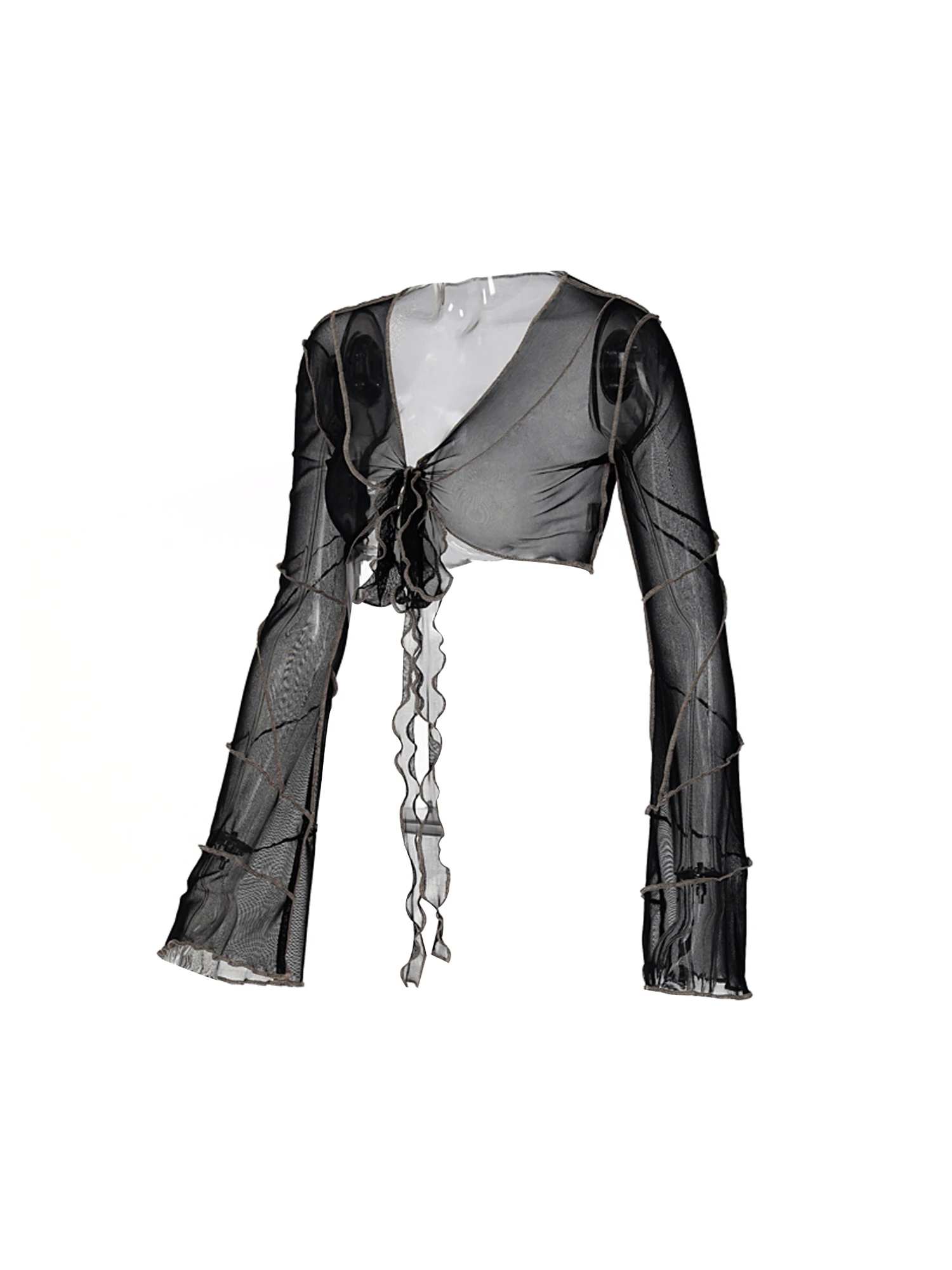 Летние женские черные сетчатые Короткие топы с открытым животом Сексуальная