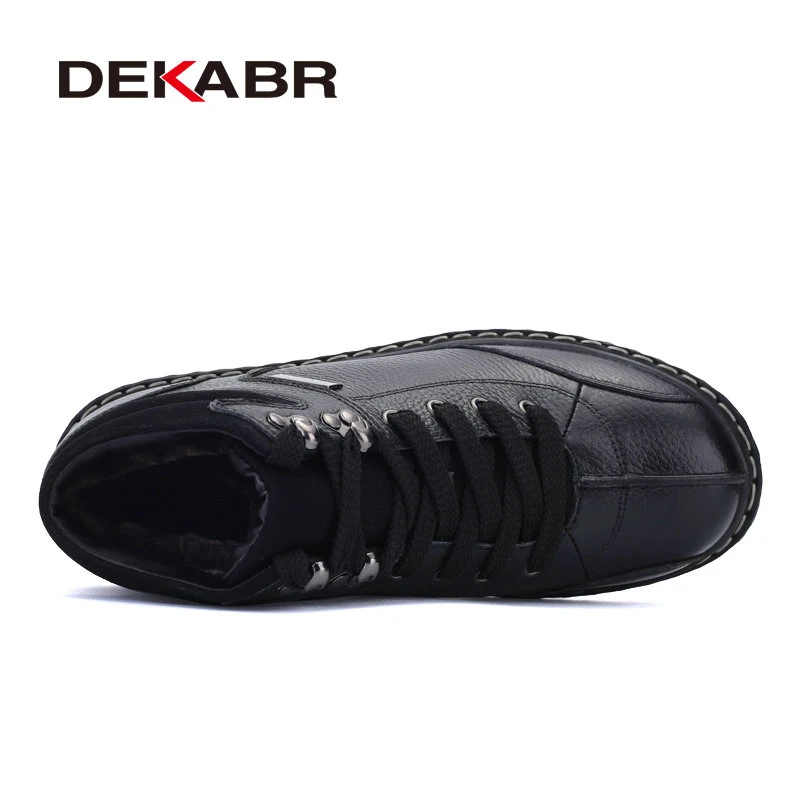 Мужские ботинки из натуральной кожи DEKABR черные зимние брендовые
