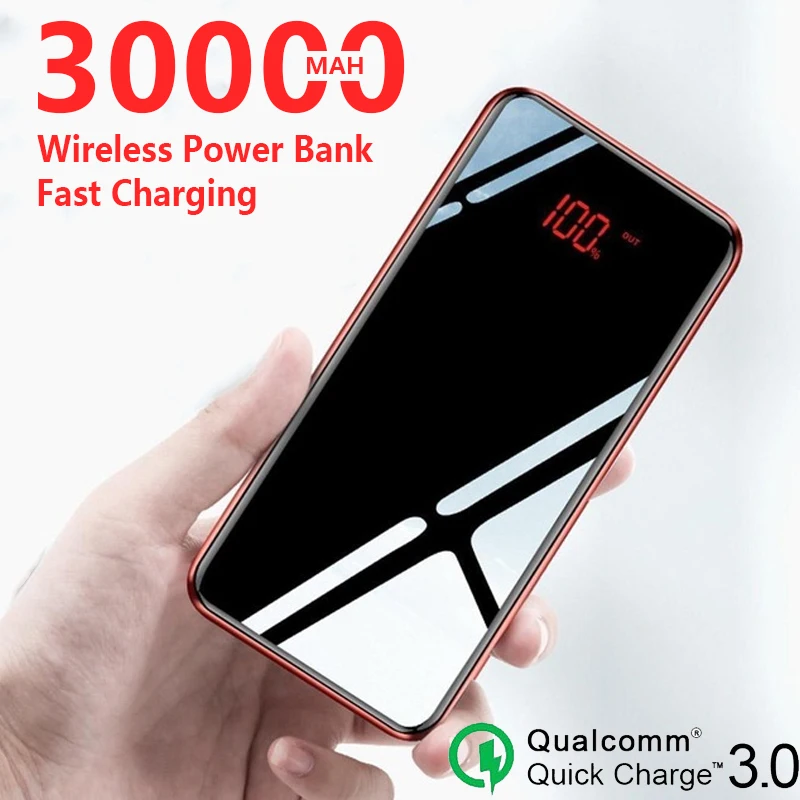 30000 Mah наружное Беспроводное зарядное устройство мобильный внешний аккумулятор