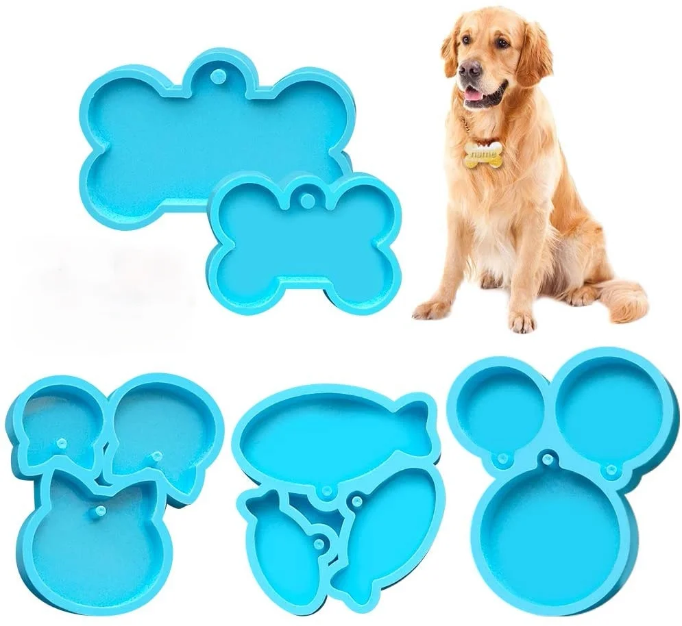 

5 styles Dog Bone Shaped Tag Molds Resin Silicone Mold Silicone Keychain for Chocolate Dessert Gummy Candy Homemade DIY Crafts